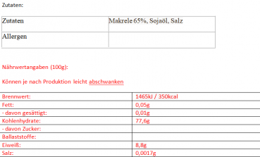 Makrele in Sojaöl 400g BDMP