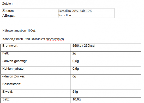 Getrocknete Sardellen 100g BDMP