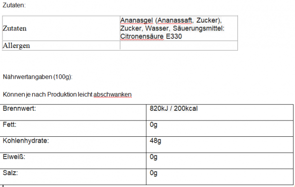 Ananasgelwürfel 340g Monika