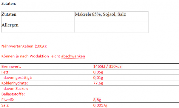 Makrele in Sojaöl 400g BDMP