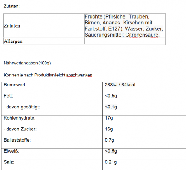 Fruchtcocktail 850g Mega