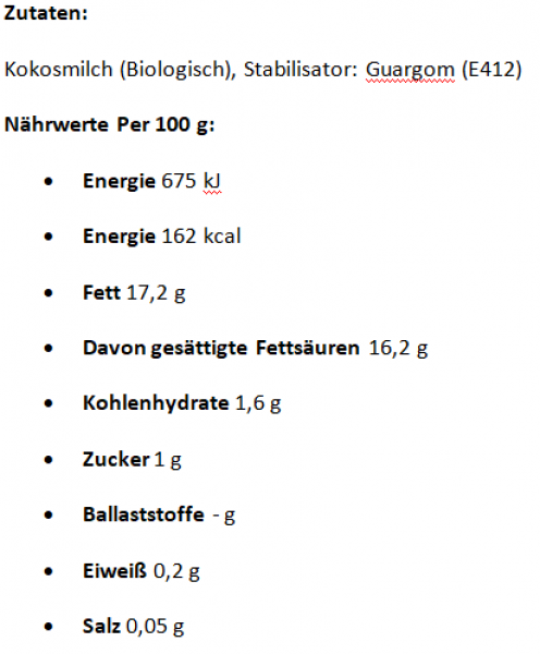 Biologische Kokosmilche 400ml Fairtrade Original